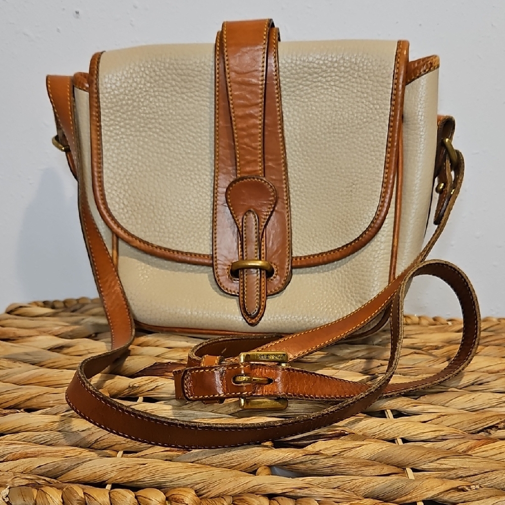 Dooney & Bourke Vintage Equestrian Pebbled Leather Cross Body Purse Satchel Bag
